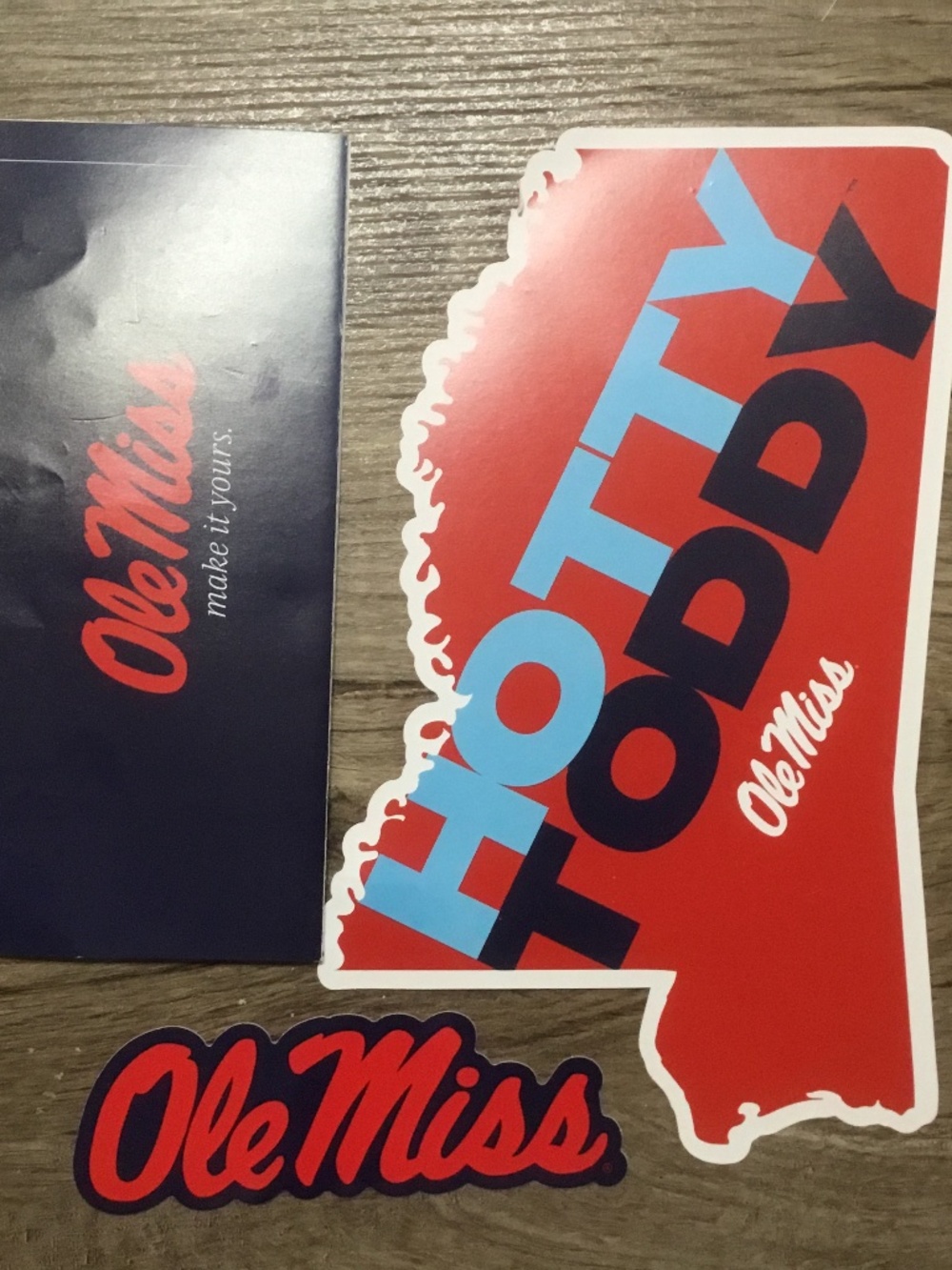 Ole Miss Sticker, State of Mississippi (Hotty Toddy) Card and informati hand out